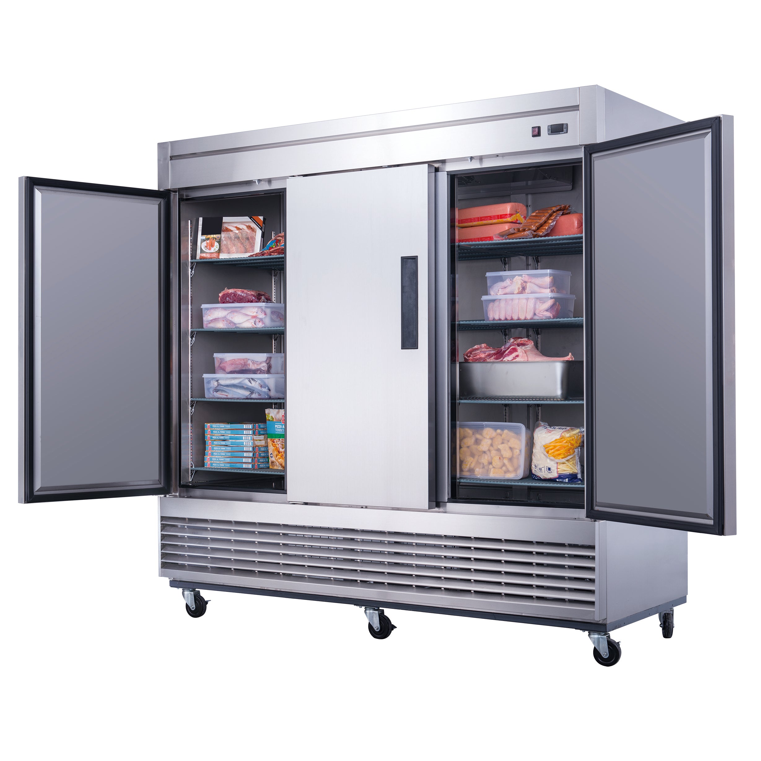 Chef AAA - T83F Commercial 83" Reach-In Freezer 3 Solid Door Stainless Steel 64 cu.ft.