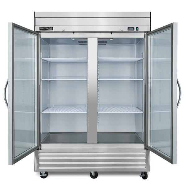 Maxx Cold - MVR-49GDHC V-Series 2 Glass Door Reach-In Refrigerator, Bottom Mount, in Stainless Steel