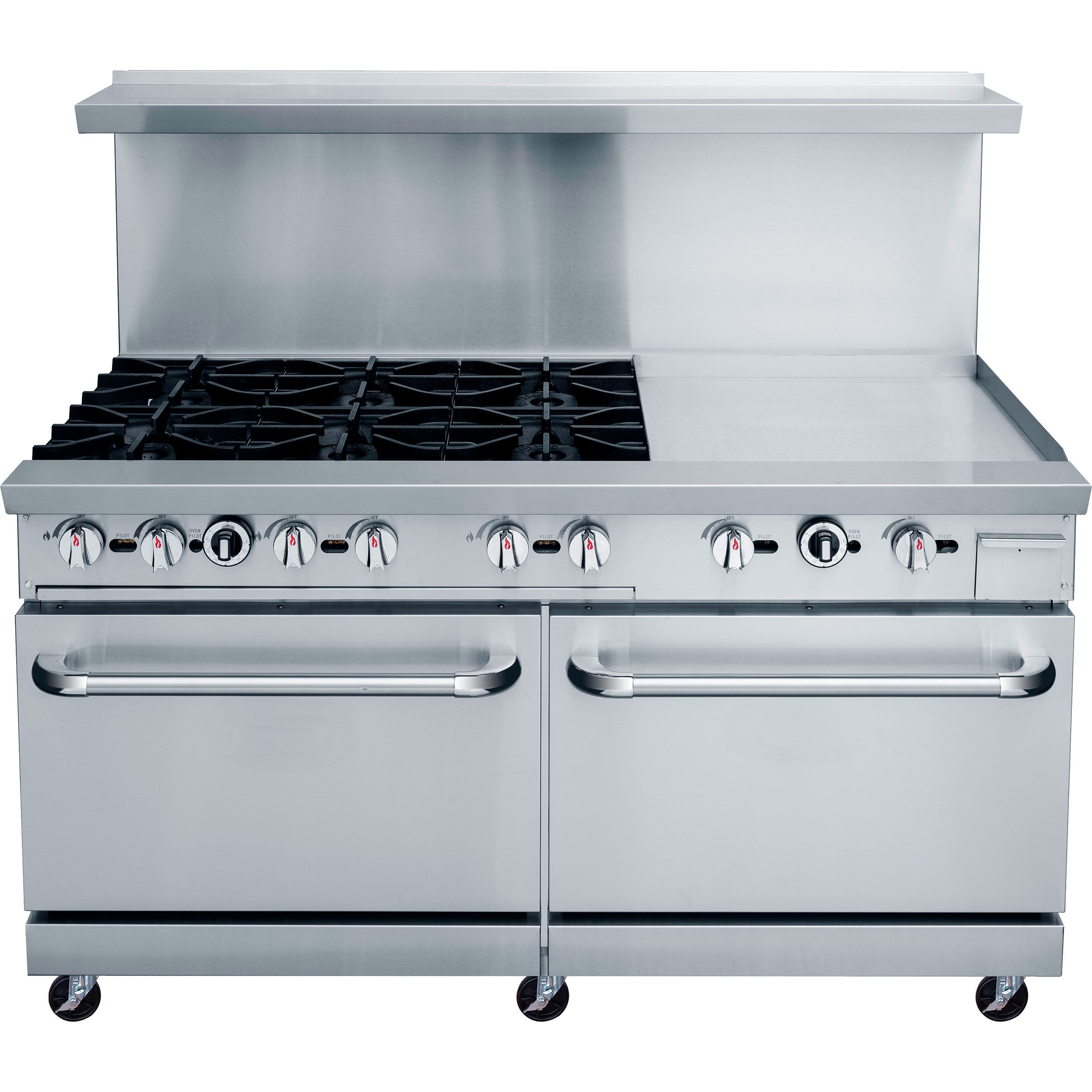 Chef AAA - TCR60-4B36GM Commercial 60" Oven Range Four Open Burner with 36" Griddle Natural Gas