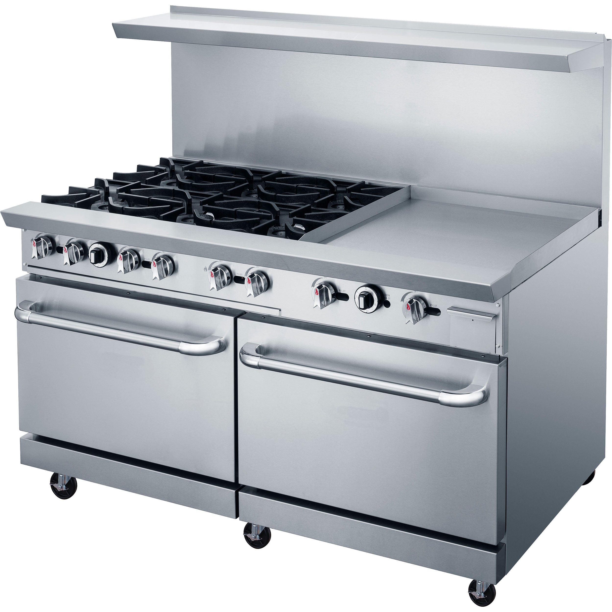 Chef AAA - TCR60-4B36GM Commercial 60" Oven Range Four Open Burner with 36" Griddle Natural Gas