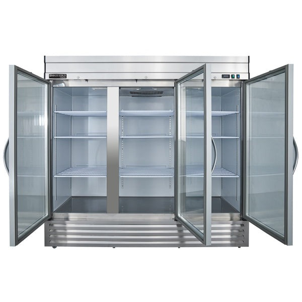 Maxx Cold - MVR-72GDHC V-Series 3 Glass Door Reach-In Refrigerator, Bottom Mount, in Stainless Steel