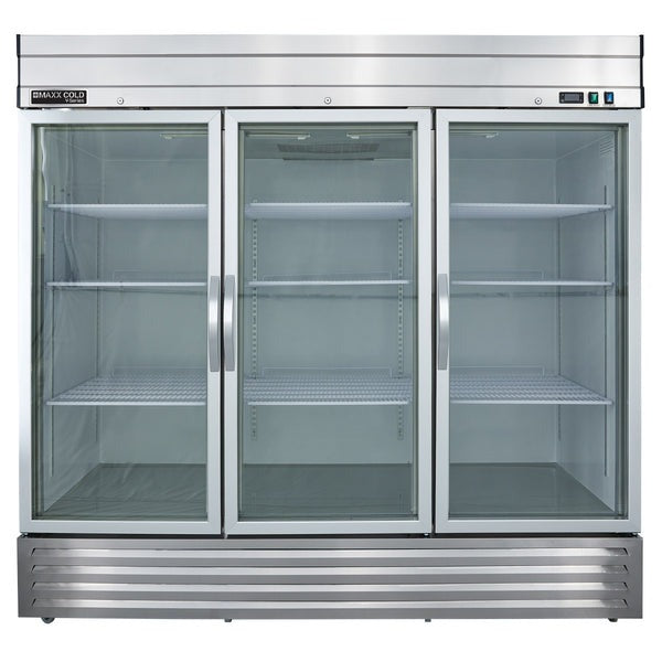 Maxx Cold - MVR-72GDHC V-Series 3 Glass Door Reach-In Refrigerator, Bottom Mount, in Stainless Steel