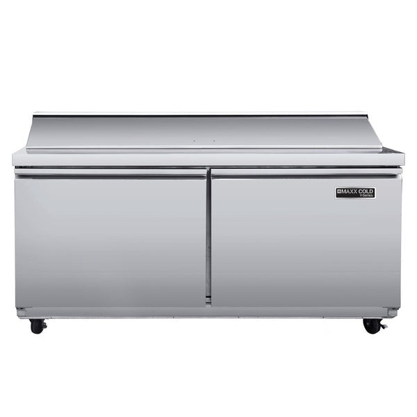 Maxx Cold - MVR60SHC V-Series 2 Door Refrigerated Sandwich and Salad Prep Station, in Stainless Steel