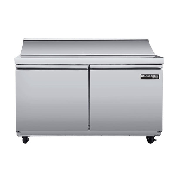 Maxx Cold - MVR48SHC V-Series 2 Door Refrigerated Sandwich and Salad Prep Station, in Stainless Steel