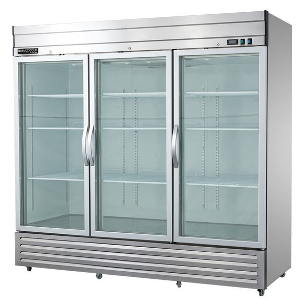 Maxx Cold - MVR-72GDHC V-Series 3 Glass Door Reach-In Refrigerator, Bottom Mount, in Stainless Steel