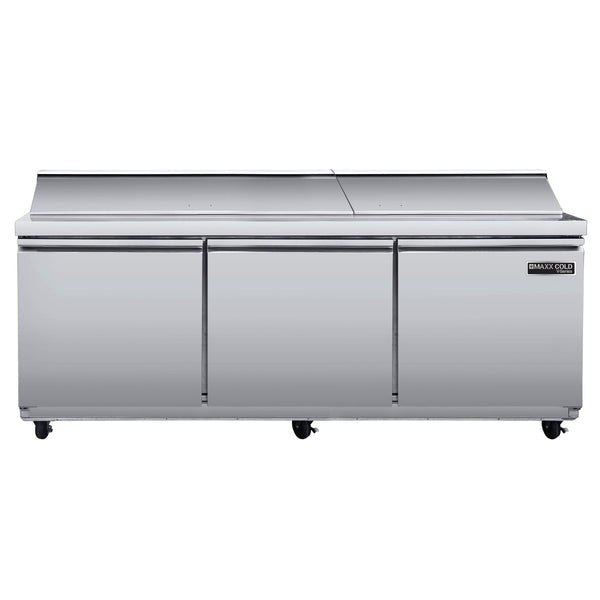 Maxx Cold - MVR72MHC V-Series 3 Door Refrigerated Mega Top Sandwich and Salad Prep Station, in Stainless Steel