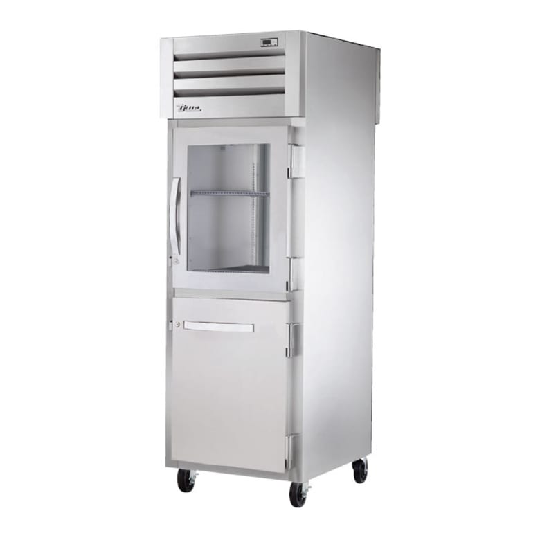 True STR1RPT-1HG/1HS-1G-HC 27 1/4" One Section Pass Thru Refrigerator, (1) Glass Door, (1) Solid Door, Right Hinge, 115v