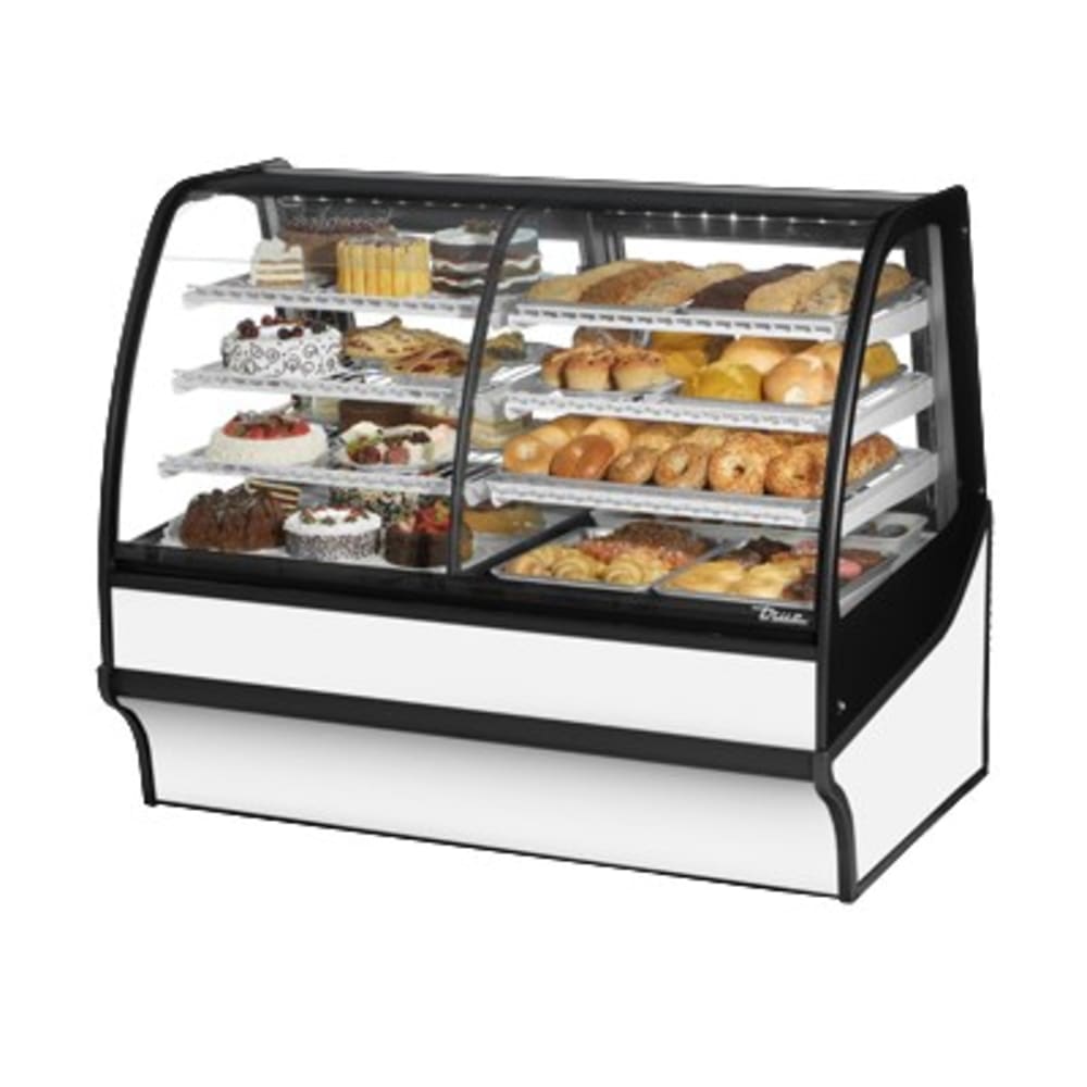 True TDM-DZ-59-GE/GE-S-W 59 1/4" Full Service Dual Zone Bakery Case w/ Curved Glass - (4) Levels, 115v