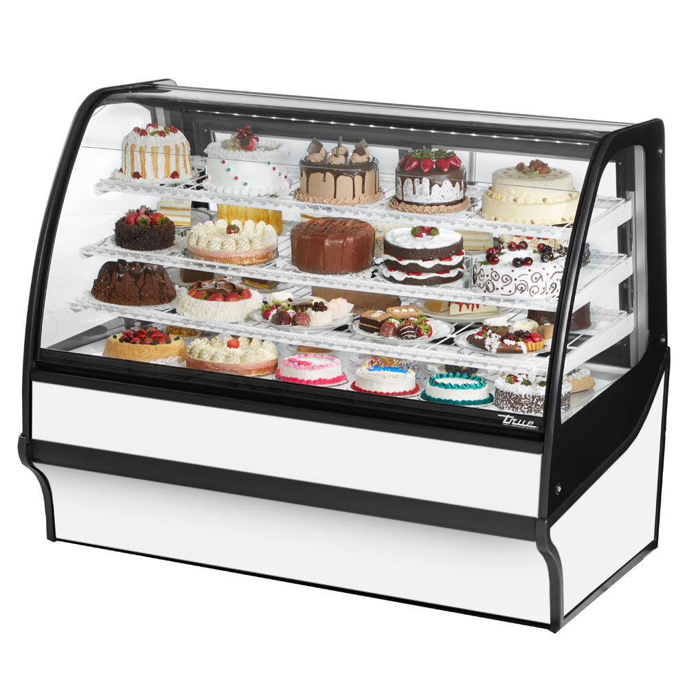 True TDM-R-59-GE/GE-W-W 59 1/4" Full Service Bakery Case w/ Curved Glass - (4) Levels, 115v