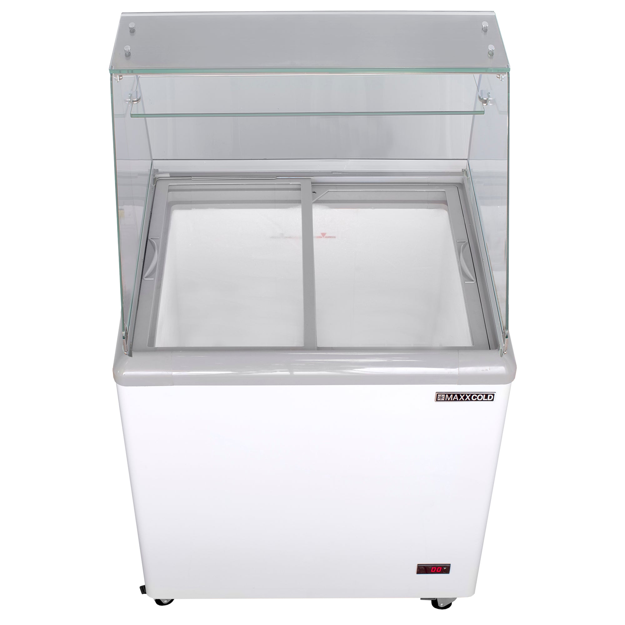 Maxx Cold - MXDC-4 Curved Glass Ice Cream Dipping Cabinet Freezer, 31.5"W,  5.8 cu. ft. Storage Capacity, Holds up to (12) Flavor Tubs, in White